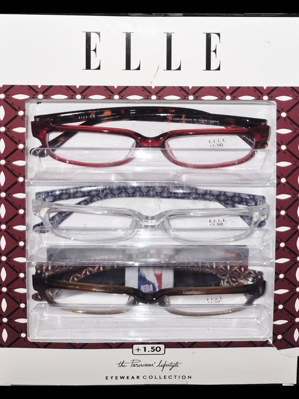Elle Women's 3-Pack Reading Glasses - Red, Clear, Brown